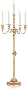 Bougeoirs en or, style vintage européen, en métal, candélabres à 3 ou 5 bras, bougeoir classique en bronze, centre de table, décoration d'intérieur - Product Image 4