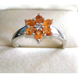 925 Sterling Silver Shah Gems Women's <b>Dainty</b> Carnelian Flower <b>Ring</b> Natural Stone with Pear Cut for Everyday Wear and Promises - Product Image 1