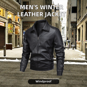 Chaqueta de Cuero PU Vintage para Hombre, Diseño Explosivo Resistente al Viento, Cierre de Cremallera, Larga, Moderna, Chaqueta de Invierno para Hombre - Product Image 2