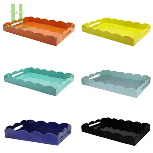 Vietnam Good Quality Factory Direct Price OEM Scallop Lacquer Serving Tray High Quality Finishing Matte Glossy Lacquer <b>Bar</b> Trays - Product Image 1