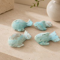 Figurine en cristal poli de hemimorphite naturelle sculptée en forme d'animal marin pour la décoration de la maison et du bureau, la méditation et la collection de cadeaux