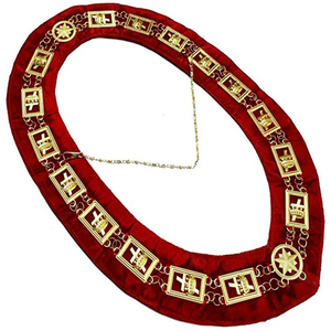 Masonic Regalia Knights Templar Collar de cadena de metal Joyas de oro con terciopelo rojo Joyas de prendas de vestir de la más alta calidad - Product Image 6