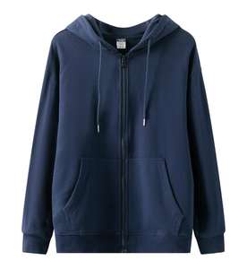 Wholesale 410gsm Fleece Full Double <b>Zip</b> No Drawstring <b>Hoodie</b> Zipper <b>Black</b> <b>Zip</b> <b>up</b> <b>Hoodie</b> - Product Image 2
