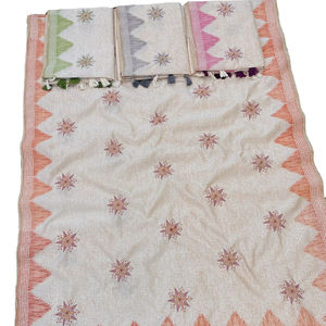 ส่าหรีแอปริคอทสง่างามเสื้อผ้าฟิวชั่นแบบอินเดียดั้งเดิมและปากีสถาน - Product Image 1