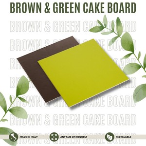 <b>Disposable</b> Square Cake Boards Brown Green Paperboard Solid Color Commercial Food Grade - Product Image 2