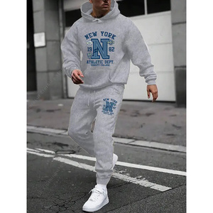 Conjunto Deportivo para Hombre 2025, Sudadera con Capucha y Pantalones con Estampado de Letras Góticas de Nueva York, Conjunto de 2 Piezas, Ropa Deportiva Urbana - Product Image 5