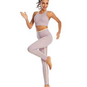 Conjunto Deportivo de Yoga Antibacterial de Alta Elasticidad para Mujer, 2 Piezas, Ropa Deportiva de Gimnasio, Sin Costuras, Spandex/Nailon, Verano, Precio OEM - Product Image 3