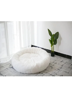 Faux Fur Solid Modern Round Pet <b>Bed</b> <b>Soft</b> Plush Donut <b>Dog</b> Sleeping Mat Washable Pet House for All Seasons - Product Image 2