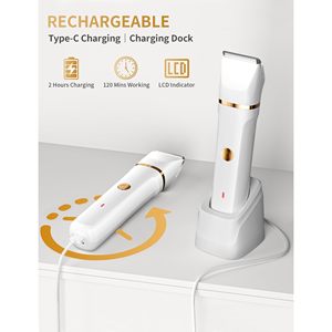 Tondeuse électrique étanche IPX7 rechargeable pour femmes, rasoir bikini humide/sec à chargement USB pour le corps et la zone pubienne - Product Image 4