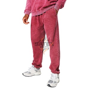 Pantalones Deportivos de Forro Polar para Hombre, Corte Ajustado, Lavado Ácido, de Alta Calidad, con Bordado y Cierre con Cordón - Product Image 5