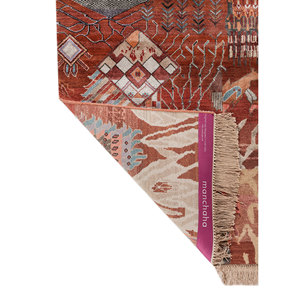 Alfombra Manchaha de Lana y Seda de Bambú con Patrón Abstracto Anudada a Mano en Rojo y Naranja - Para Uso Doméstico Les-2770 - Product Image 5