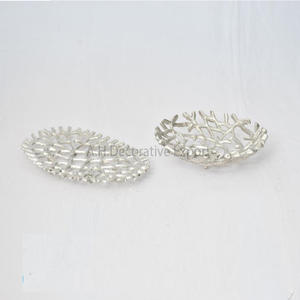 High Quality <b>Silver</b> Aluminum Serving <b>Bowl</b> Unique Design for Fruit Storage and Table Decoration Eco-Friendly & Polished - Product Image 1