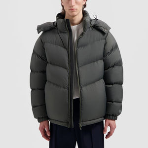 Chaqueta de Invierno Personalizada para Hombre, con Capucha, Acolchada, Ecológica, Transpirable, de Secado Rápido, Impermeable, con Cierre, de Tela de Lona, con Cuello Alto - Product Image 2