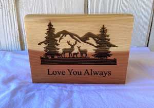 โกศไม้เผาศพขนาดเล็กสำหรับผู้ใหญ่พร้อมถิ่นทุรกันดารและสลักรูปกวางไว้ด้านบน - Product Image 4