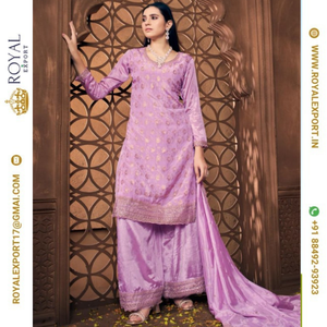 Lanzamiento de un nuevo diseño bordado viscosa Chinon Jacquard fabricante de trajes pakistaníes por Royal Export en Surat Gujarat - Product Image 6