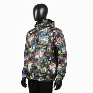 Chaqueta cortavientos de poliéster de primera calidad, ropa deportiva ligera con estampado gráfico, chaqueta cortavientos por sublimación con logotipo personalizado para hombre - Product Image 3