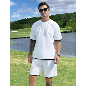 Ensemble de gymnastique pour hommes en deux pièces de haute qualité T-shirt et short respirants Ajustement confortable pour les vêtements de sport d'été Activités de plein air - Product Image 2
