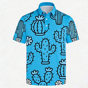 Chemises de golf polo de luxe personnalisées de haute qualité en spandex et polyester à manches courtes, taille plus, motif imprimé intégral avec broderie - Product Image 4