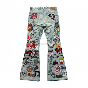 กางเกงยีนส์เดนิมทรงหลวมพิมพ์ลายกราฟิกเอวกลางสไตล์ Y2K ระบายอากาศได้ดี แฟชั่นสตรีทแวร์ผู้ชาย แต่งผ้าแบบแพทช์เวิร์ค ฮิปฮอป ทันสมัย ไซส์ใหญ่ ใส่ได้ในฤดูร้อน - Product Image 3