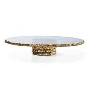 Nouveau design de support à gâteau en résine de forme ronde support pour gâteau de mariage personnalisé meilleur prix base en résine ronde de luxe pour forme ronde couleur or - Product Image 1