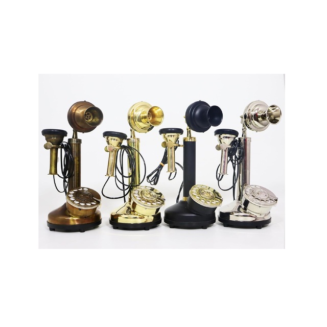 Antique Vintage Brass Rotary Dial Telephone Home Decorative Office Telephone Accessories on Sale