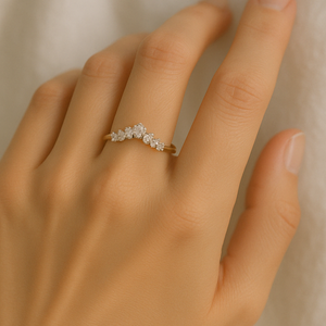 <b>Vintage</b> Halo Natural Diamond Bridal Set Curved Wedding Band 14K/18K <b>Gold</b> Engagement <b>Ring</b> IGI Certified 0.11 Carat Total Weight - Product Image 1