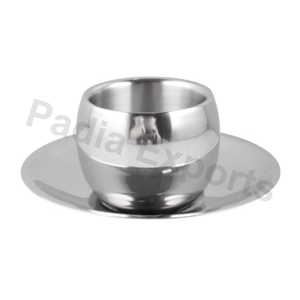 Taza de vientre de doble pared de acero inoxidable con platillo - Product Image 1