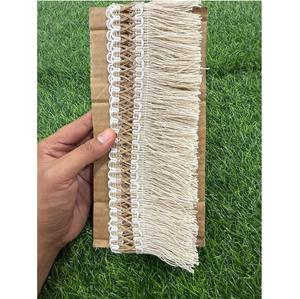 ด้ายผสมผ้าโพลีเอสเตอร์สำหรับตกแต่งด้วยด้ายสีเบจผ้าฝ้ายถักขอบสำหรับตกแต่ง - Product Image 1