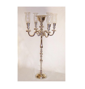 Grand candélabre en argent 5 bras candélabres en argent décoratifs pour la décoration de mariage tendance candélabre fait main 5 bras - Product Image 5