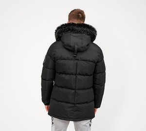Veste d'hiver matelassée pour homme avec logo personnalisé, col montant tendance, capuche en fourrure de coton, coupe-vent, respirante, streetwear - Product Image 5