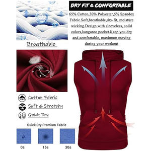 Men's Workout Hooded Tank Tops for Sports Bodybuilding Stringer Muscle Cut Off T Shirt Sleeveless <b>Gym</b> <b>Hoodies</b> Style OEM - Product Image 4