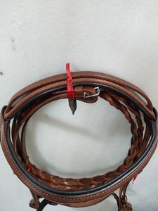 Bride en cuir de cheval de selle anglaise de dressage avec muserolle rembourrée en cuir souple bande de sourcils en cristal raccords en laiton SS pour l'équitation - Product Image 2