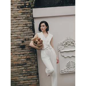 Pantalones de pantalón Muse blancos listos para enviar para mujer Ropa elegante de estilo formal de negocios de alta calidad de Enzo & Leo Vietnam - Product Image 2