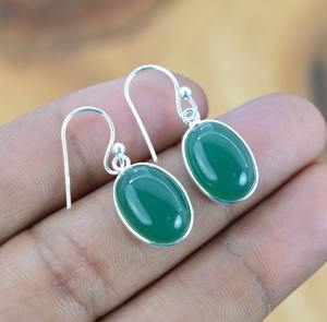 <b>Earrings</b> Jewelry Green <b>Onyx</b> 925 Solid Sterling Silver Spinner Gemstone <b>Earrings</b> for Women Girls Silver <b>Earrings</b> Jewelry - Product Image 2
