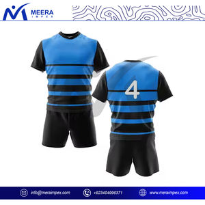 Conjunto de uniformes de rugby personalizados al por mayor para hombre, kit de tejido transpirable de secado rápido con Jersey y pantalones cortos, proveedor de ropa deportiva OEM - Product Image 2