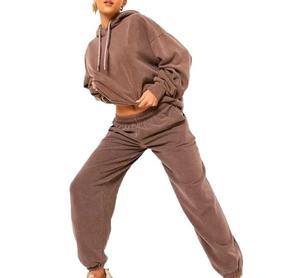 OEM ชุดวิ่ง2ชิ้นผ้าฟลีซผ้าฝ้ายพิมพ์ลายสำหรับฤดูหนาวโลโก้ตามสั่ง - Product Image 2