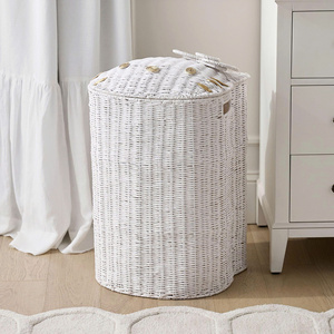 Kitty rattan <b>laundry</b> <b>basket</b> tall natural seagrass storage hamper with lid sustainable eco friendly for <b>nursery</b> kids room bedroom - Product Image 4