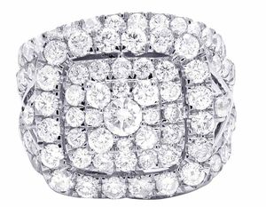 Anillo de boda de declaración de diseñador de diamantes de moissanita redonda de estilo único de Plata de Ley 925 para mujer - Product Image 4