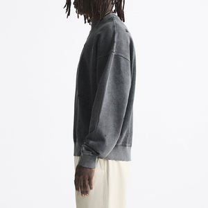 Men's Heavy Cotton Streetwear Distressed Sweatshirts Acid Wash <b>Vintage</b> Pullover <b>Jumper</b> - Product Image 5