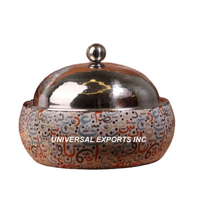 หม้อไฟสแตนเลสทรงกลมแบบคลาสสิก ทำด้วยมือ วางบนโต๊ะอาหาร ขายดี หรูหรา เป็นมิตรกับสิ่งแวดล้อม ใช้สำหรับอุ่นอาหาร - Product Image 1