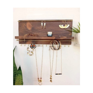 Étagère à bijoux en bois : Présentoir pour colliers et boucles <span class=keywords><strong>d</strong></span>'oreilles <span class=keywords><strong>au</strong></span> charme rustique - Product Image 2