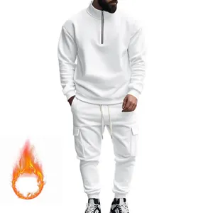 Ensemble de survêtement 2 pièces pour homme automne 2026, survêtement color block, rayures, décontracté, hiver, manches longues, haut chaud tendance - Product Image 2