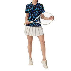 Polo pour femme en sublimation bleu et noir contrasté, fabricant de qualité de marque, impression de logo OEM, polo en sublimation pour femme - Product Image 3