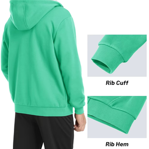 Sweat-shirt d'hiver à fermeture éclair complète pour hommes coupe normale sweat à capuche en polaire poche kangourou Style Streetwear motif uni doublé coupe-vent - Product Image 5