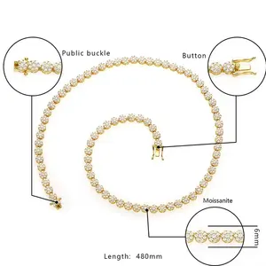 Premium hot selling women's 925 silver moissanite <b>tennis</b> ball <b>chain</b> necklace fashion jewelry in wholesale - Product Image 6