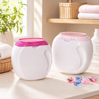 Boîte de rangement pour capsules de lessive en plastique avec couvercle anti-enfant certifié, pot de rangement pour capsules de lessive en PET, plusieurs tailles, ODM/OEM