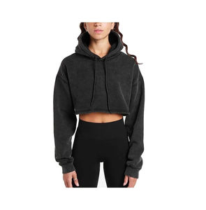 Sudadera recortada personalizable a la moda para mujer, sudaderas con capucha, estampado de invierno, de punto, elegante, personalizable, sudadera recortada para mujer, Chic - Product Image 5