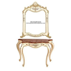 Mesa Consola Clásica de Lujo Pintada a Mano con Espejo Ornamentado - Product Image 1