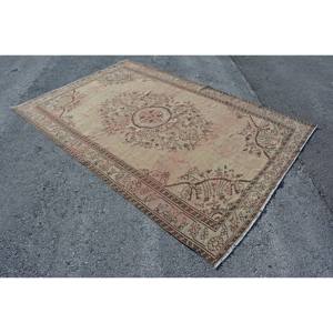 พรมปูพื้นสไตล์ตุรกีโบราณขนาด5.7 X 8.7ft สีเบจสีน้ำตาลขนาดใหญ่พรมในห้องยางพาราดีไซน์เย็บปะติดปะต่อกันทำจากขนสัตว์สำหรับวัยรุ่นทางเดินทรงสี่เหลี่ยมผืนผ้า - Product Image 2