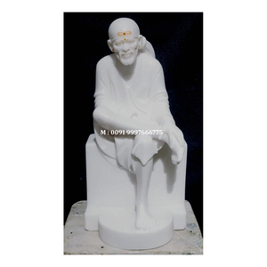 รูปปั้นเทพไสไนท์หินอ่อนสีขาวอินเดียสวยงาม ท่านั่ง ทนทานและผิวมันเงา เหมาะสำหรับตกแต่งบ้านและสำนักงาน - Product Image 1